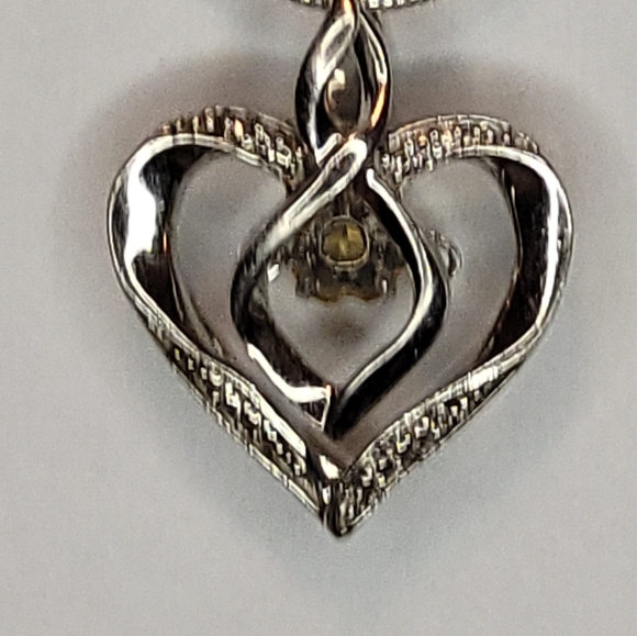 Silver Amber Heart Necklace - Picture 2 of 8